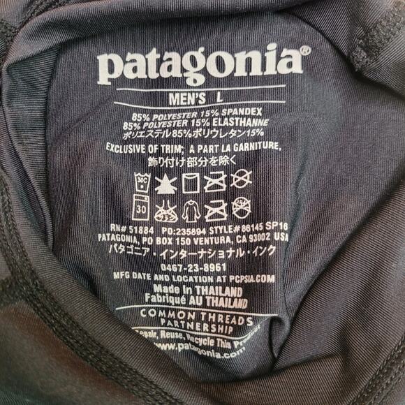 Patagonia Shirt Mens Large Rash Guard Black UPF 50 Short Sleeve Surf Stretch - Picture 12 of 12